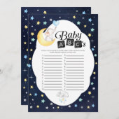 Invitation Au-dessus de la lune éléphant bébé Jeu ABC (Devant / Derrière)