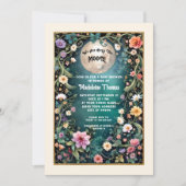 Invitation Au-dessus de la lune Fleurs roses de nuit florales (Devant)