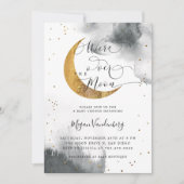 Invitation Au-dessus de la lune Gold Baby shower neutre pour  (Devant)