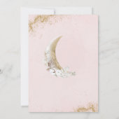 Invitation Au-dessus de la lune Gold rose bébé fille douche (Dos)