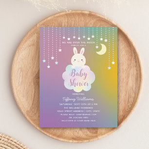 Invitation Au-dessus de la lune, il y a du lapin sur le chemi