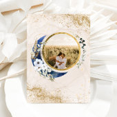 Invitation Au-dessus de la lune Marine Bleu Photo Bébé Garçon