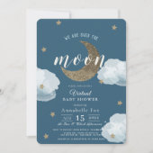 Invitation Au-dessus de la lune Midnight Blue Baby shower vir (Devant)