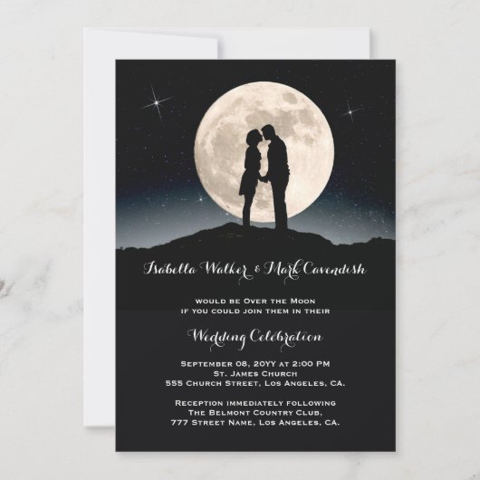 Invitation Au-dessus de la lune Starry Mariage de nuit (Devant)