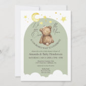 Invitation Au-Dessus De La Lune Teddy Bear Sage Baby shower V (Devant)