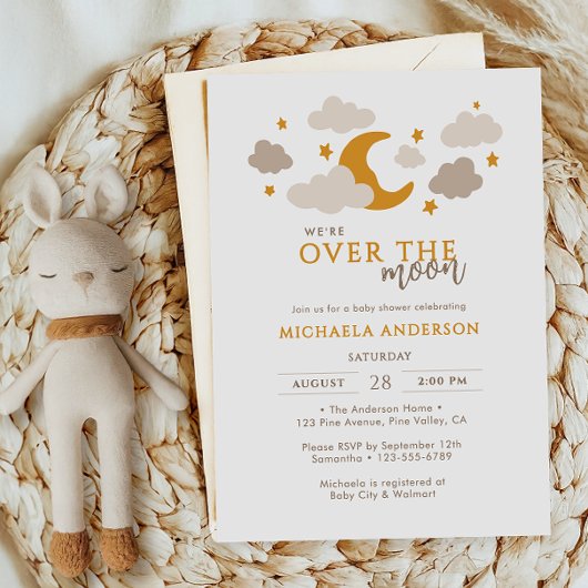 Invitation Au-Dessus De La Lune Un Baby shower Moderne Neutre
