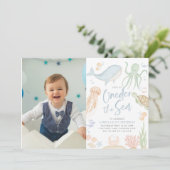 Invitation Au-Dessus De La Mer Premier Anniversaire Sous La M (Debout devant)