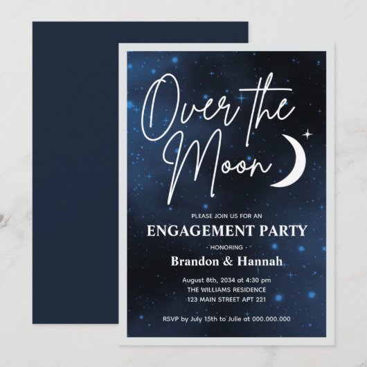 Invitation Au-Dessus De La Partie D'Engagement Lune (Devant / Derrière)