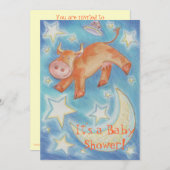 Invitation Au-dessus de l'invitation de "baby shower" de lune (Devant / Derrière)