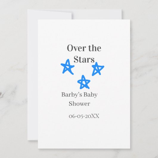 Invitation Au-dessus des étoiles bleu gris bébé fête nom date (Devant)