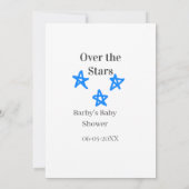 Invitation Au-dessus des étoiles bleu gris bébé fête nom date (Dos)