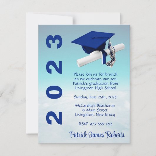 Invitation 'Au-dessus des nuages' Royal Blue & Turquoise Grad (Devant)