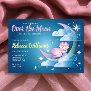 Invitation Au-Dessus Du Baby shower Bercé Par La Lune - Peau 