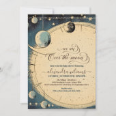 Invitation Au-dessus du Baby shower bleu Lune Stars (Devant)