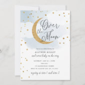 Invitation Au-dessus du Baby shower bleu Moon Gold Stars (Devant)