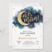 Invitation Au-dessus du Baby shower bleu Moon Gold Stars (Devant)