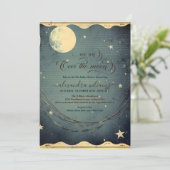 Invitation Au-dessus du Baby shower bleu nuit de lune (Debout devant)