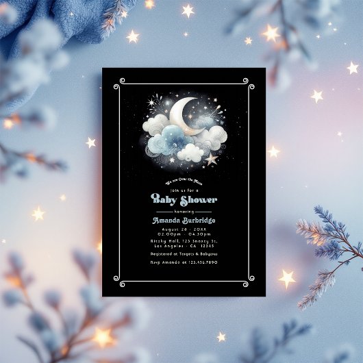 Invitation Au-dessus du Baby shower céleste de la Lune