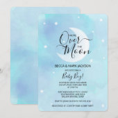 Invitation Au-Dessus Du Baby shower D'Aquarelle Bleu Lune (Devant / Derrière)