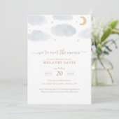 Invitation Au-dessus du Baby shower d'aquarelle bleu lune (Debout devant)