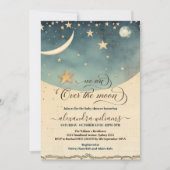 Invitation Au-dessus du Baby shower d'aquarelle bleu lune (Devant)