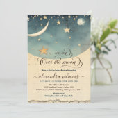 Invitation Au-dessus du Baby shower d'aquarelle bleu lune (Debout devant)