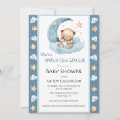 Invitation Au-dessus du Baby shower d'aquarelle de l'ours ble (Devant)