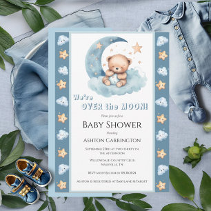 Invitation Au-dessus du Baby shower d'aquarelle de l'ours ble
