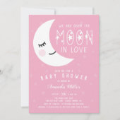 Invitation Au-Dessus Du Baby shower De Fille Lune (Devant)