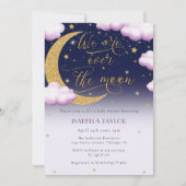 Invitation Au-dessus du Baby shower de la fille rose lune (Devant)
