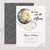 Invitation Au-dessus du Baby shower de la Lune (Devant / Derrière)