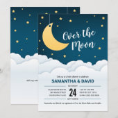 Invitation Au-dessus du Baby shower de la Lune (Devant / Derrière)