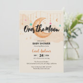 Invitation Au-dessus du Baby shower de la lune d'aquarelle (Debout devant)