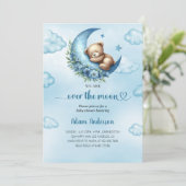 Invitation Au-dessus du Baby shower de la Lune - ours en pelu (Debout devant)