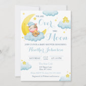 Invitation Au-Dessus Du Baby shower De Vache Lune Boy (Devant)
