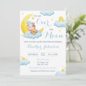 Invitation Au-Dessus Du Baby shower De Vache Lune Boy (Debout devant)