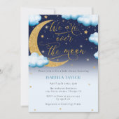 Invitation Au-dessus du Baby shower des Garçons Bleus Lune (Devant)