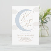 Invitation Au-dessus du Baby shower des Garçons Bleus Lune (Debout devant)