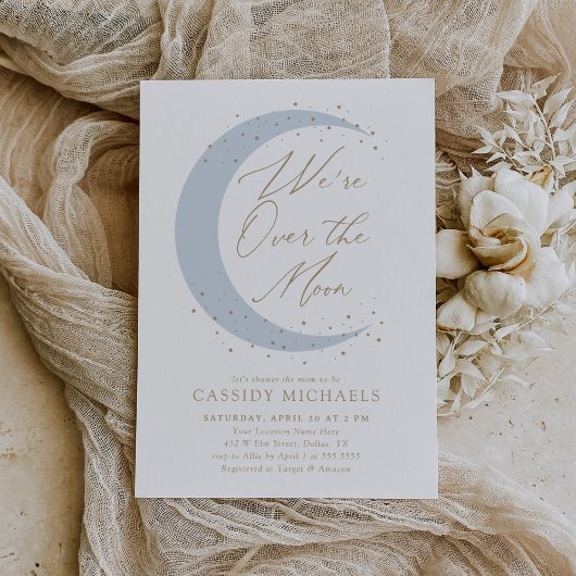 Invitation Au-dessus du Baby shower des Garçons Bleus Lune