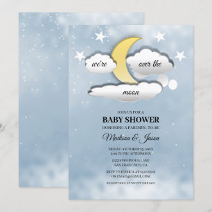 Invitation Au-dessus du Baby shower des nuages et des étoiles
