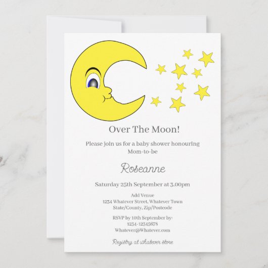 Invitation Au-Dessus Du Baby shower Lune (Devant)