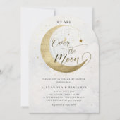 Invitation Au-dessus du Baby shower Lune Arch Gold White Sky (Devant)