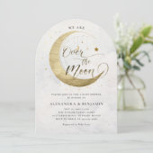 Invitation Au-dessus du Baby shower Lune Arch Gold White Sky (Debout devant)