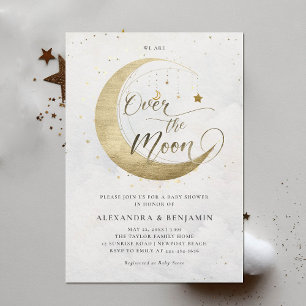 Invitation Au-dessus du Baby shower Lune Arch Gold White Sky