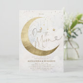 Invitation Au-dessus du Baby shower Lune Gold White Sky Coed (Debout devant)
