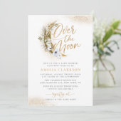 Invitation Au-dessus du Baby shower Moon Boho Gold Dust & Clo (Debout devant)