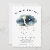 Invitation Au-dessus du Baby shower Moon Gold Stars (Devant)