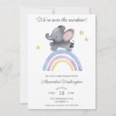 Invitation Au-dessus du Baby shower Rainbow Elephant (Devant)