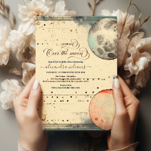 Invitation Au-dessus du Baby shower rêvé de la Lune
