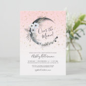 Invitation Au-Dessus Du Baby shower Rose De La Fille Lune (Debout devant)